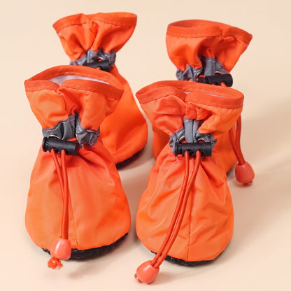 Waterproof Dog Rain Boots, Set of 4 - orange