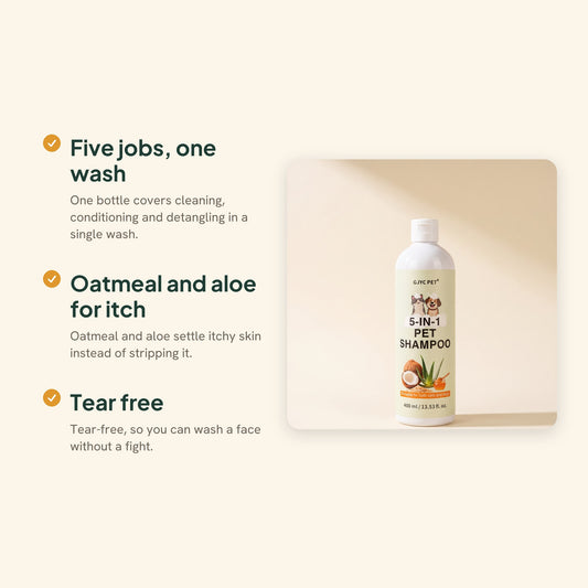 5-in-1 Pet Shampoo with Oatmeal and Aloe, key benefits