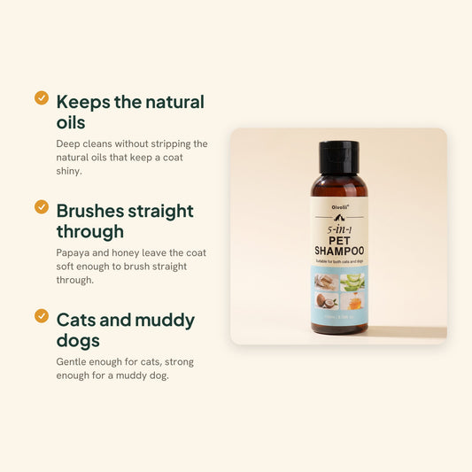 5-in-1 Pet Shampoo, Coconut and Honey, key benefits