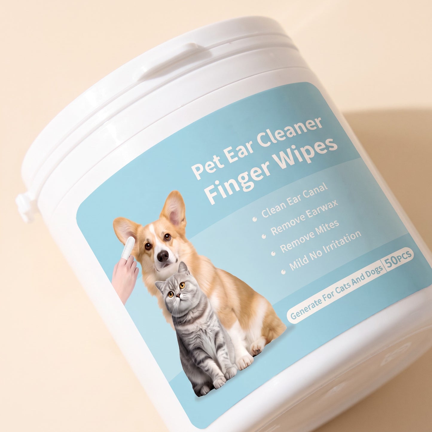Ear Cleaning Finger Wipes, 50 Pack, close-up detail