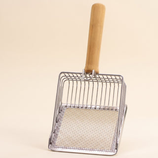 Stainless Steel Litter Scoop with Wood Handle