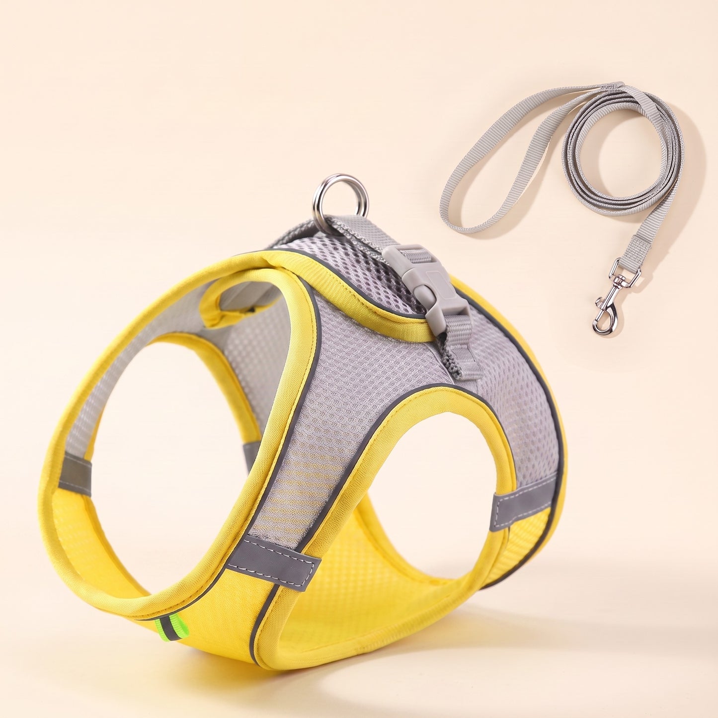 Soft Mesh Step-In Harness and Leash Set in yellow
