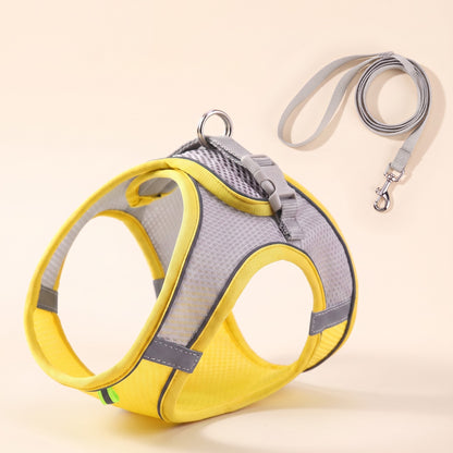 Soft Mesh Step-In Harness and Leash Set in yellow