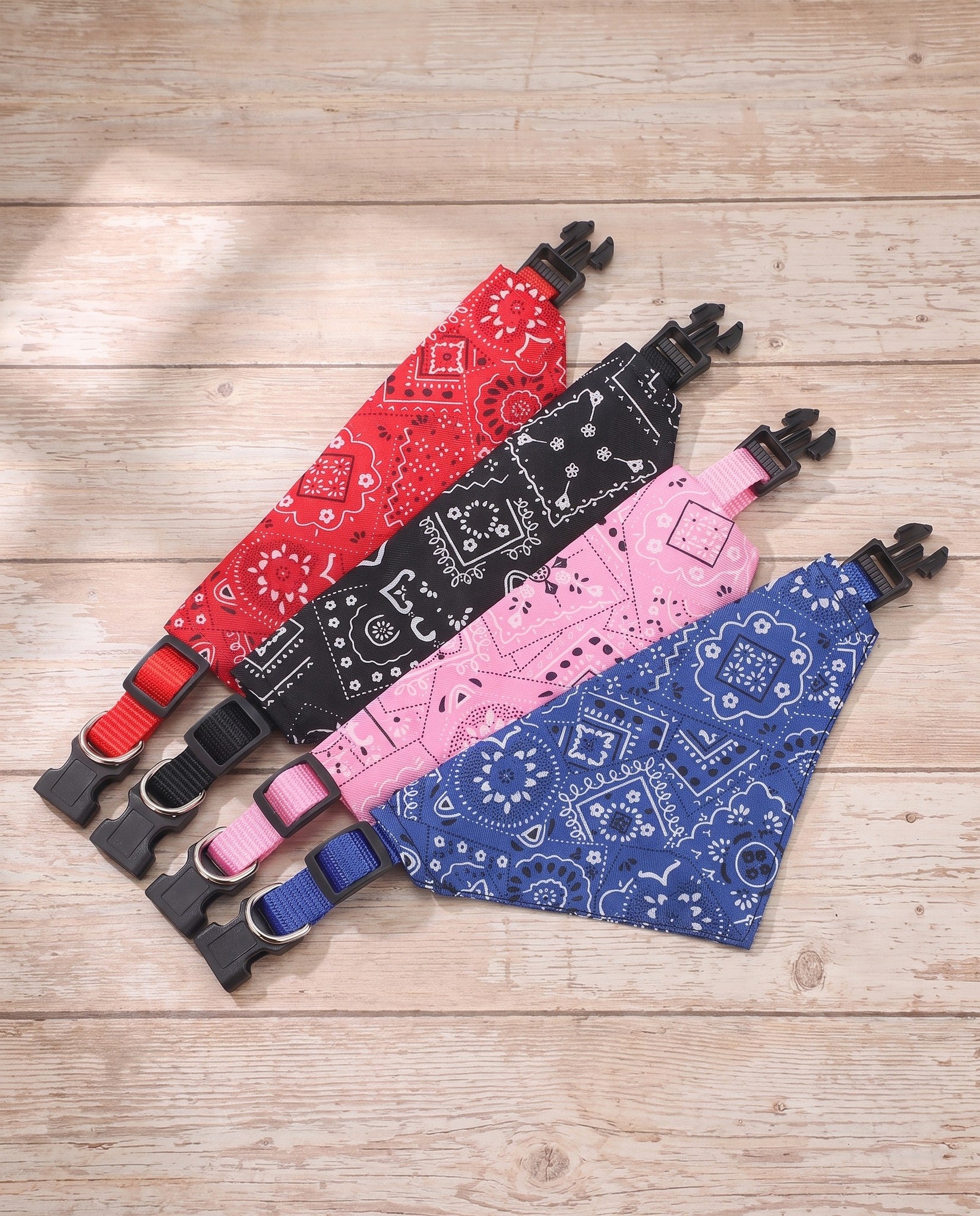 Adjustable Pet Bandana Collar, styled in a home setting