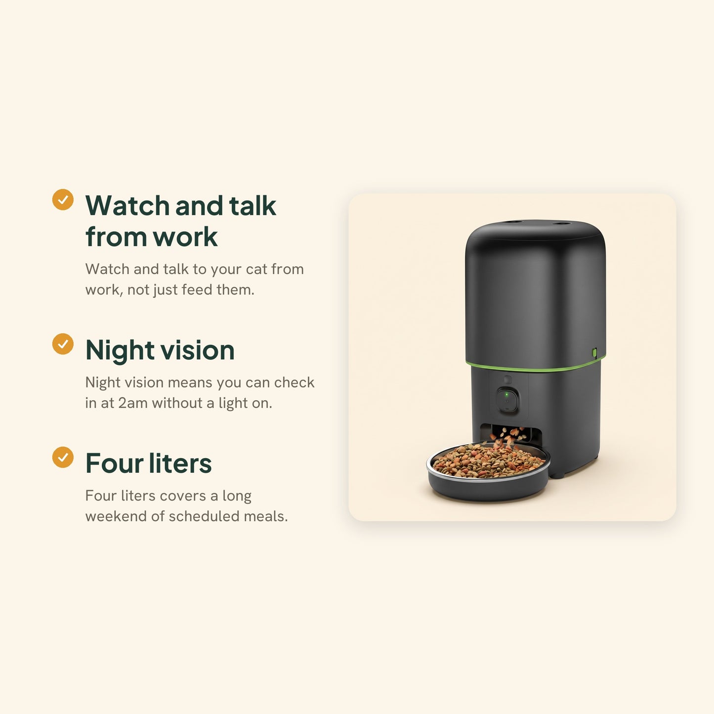 Smart Cat Feeder with 1080p Camera, key benefits