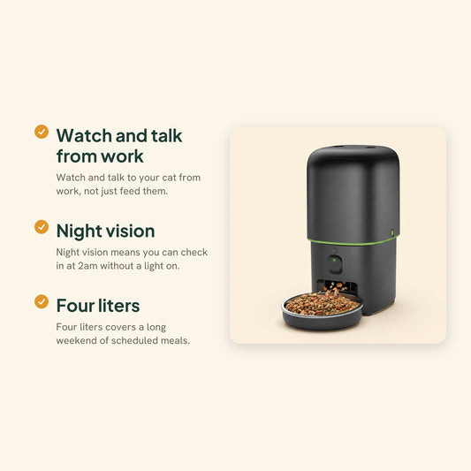Smart Cat Feeder with 1080p Camera, key benefits