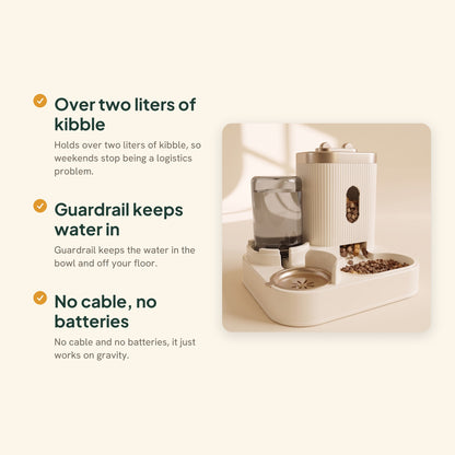 Gravity Feeder with Water Dispenser, Gold, key benefits