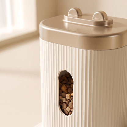 Gravity Feeder with Water Dispenser, Gold, close-up detail