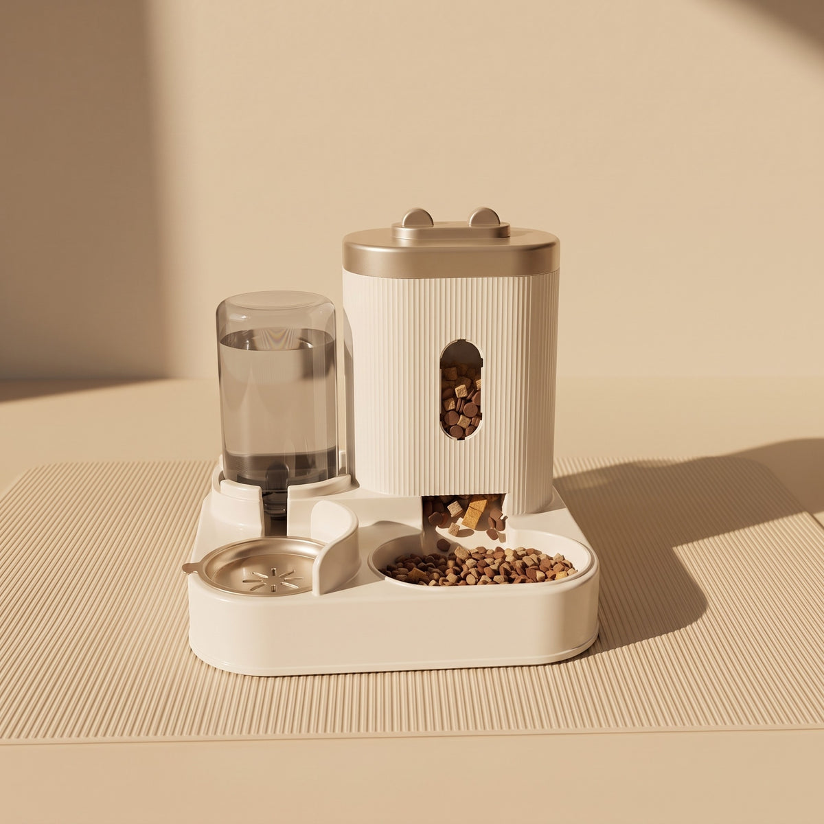 Gravity Feeder with Water Dispenser, Gold