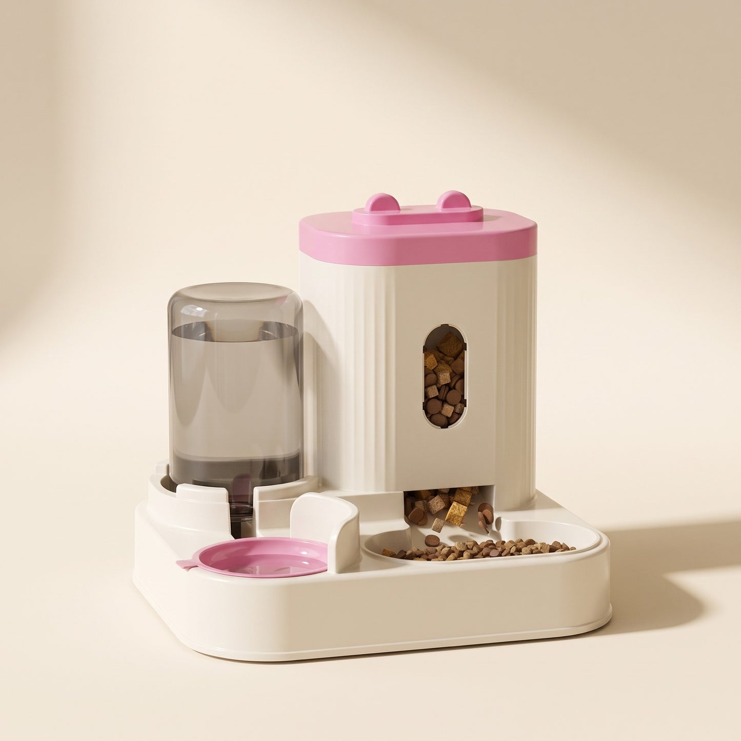 Automatic Gravity Feeder with Water Dispenser, var pink