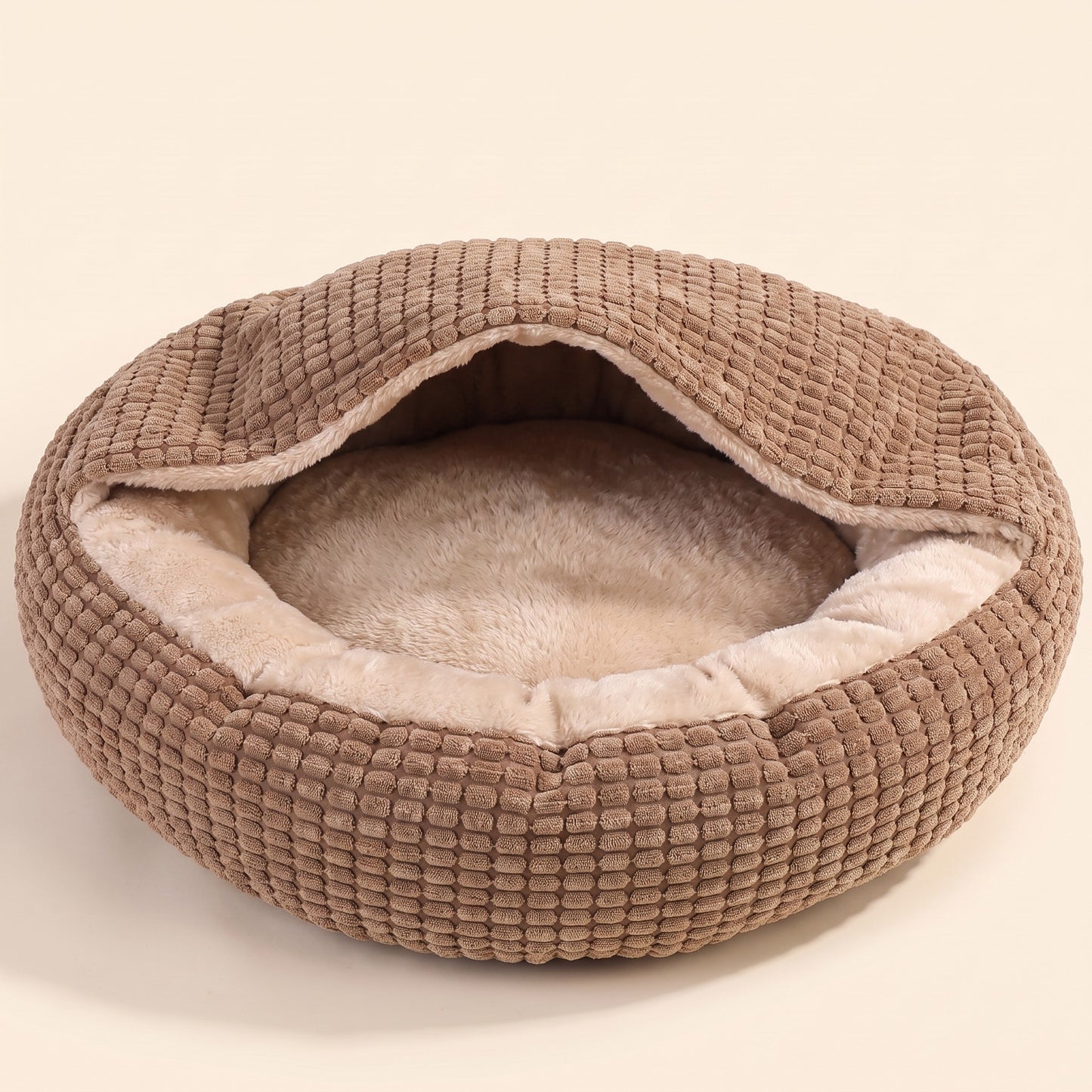 2-in-1 Hooded Cuddler Bed - coffee