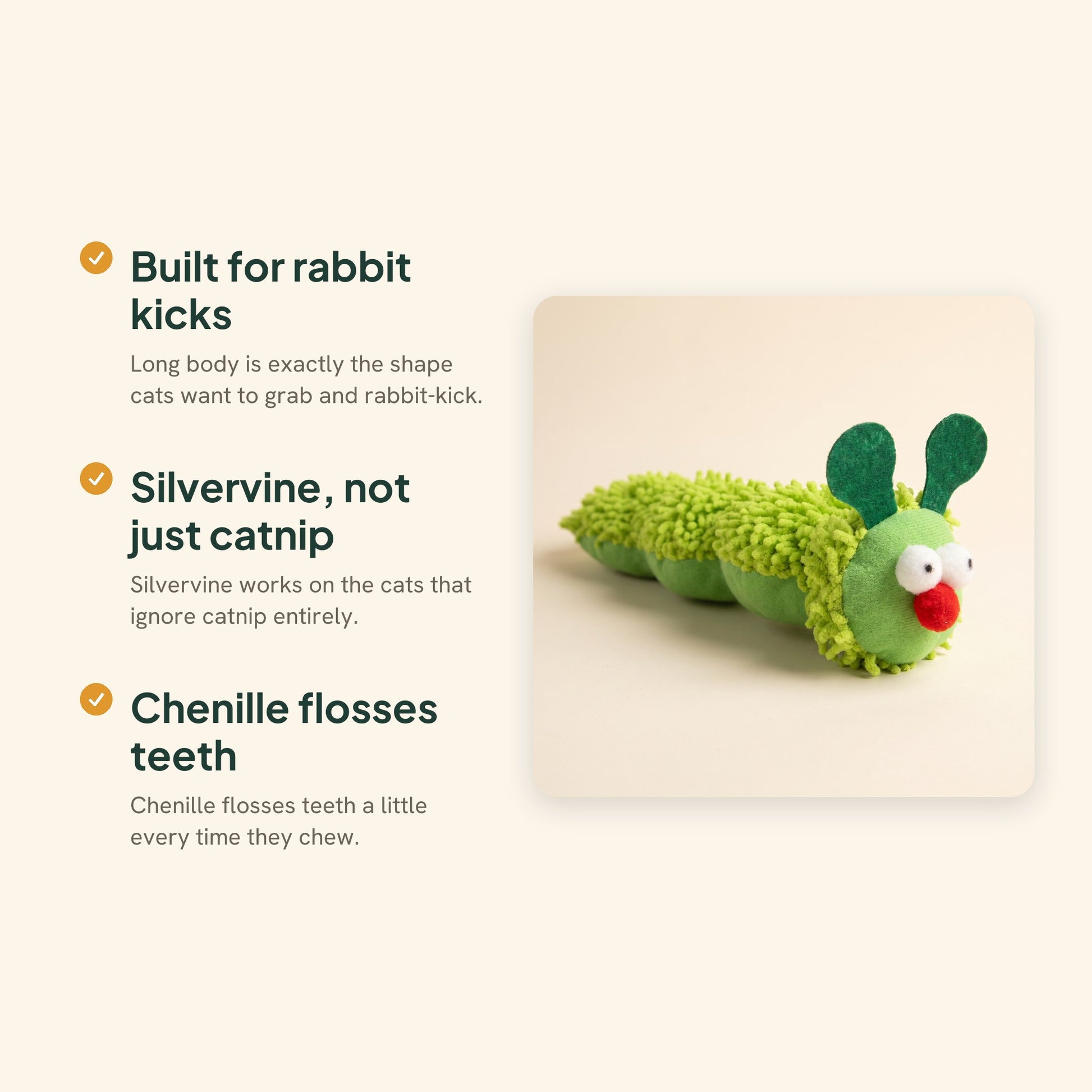 Caterpillar Catnip Kicker Toy for Cats, key benefits