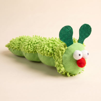 Caterpillar Catnip Kicker Toy for Cats in light green