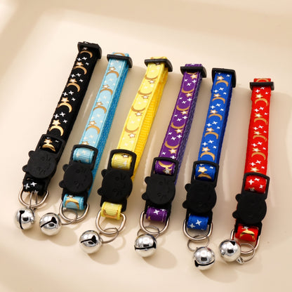 Star and Moon Cat Collar with Bell