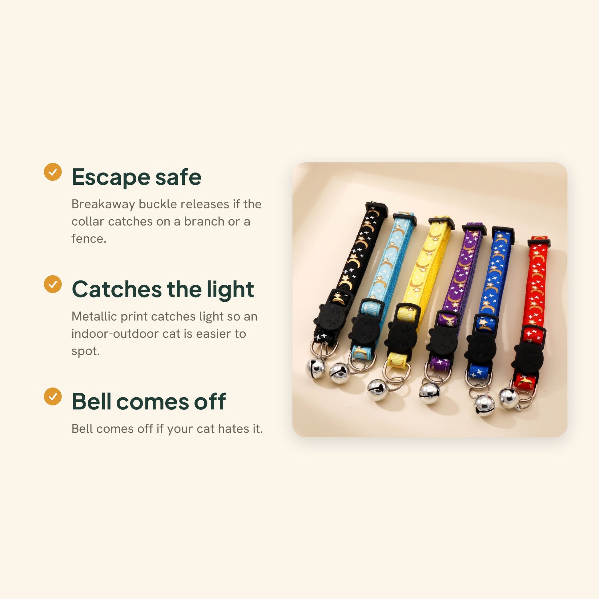 Star and Moon Cat Collar with Bell, key benefits
