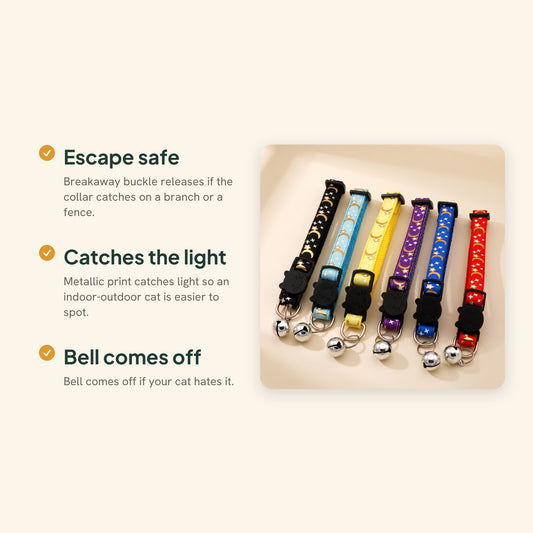 Star and Moon Cat Collar with Bell, key benefits