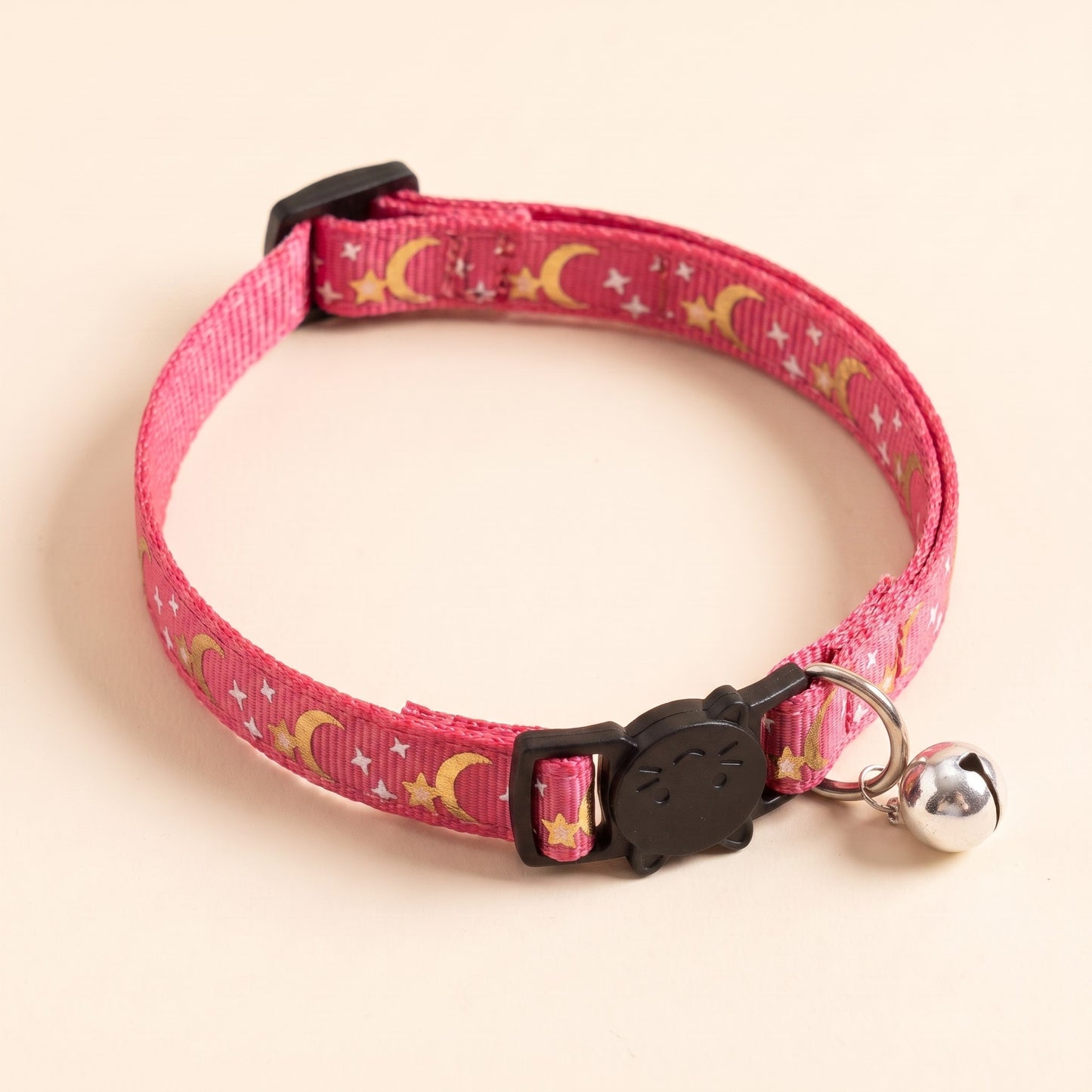 Star and Moon Cat Collar with Bell - pink