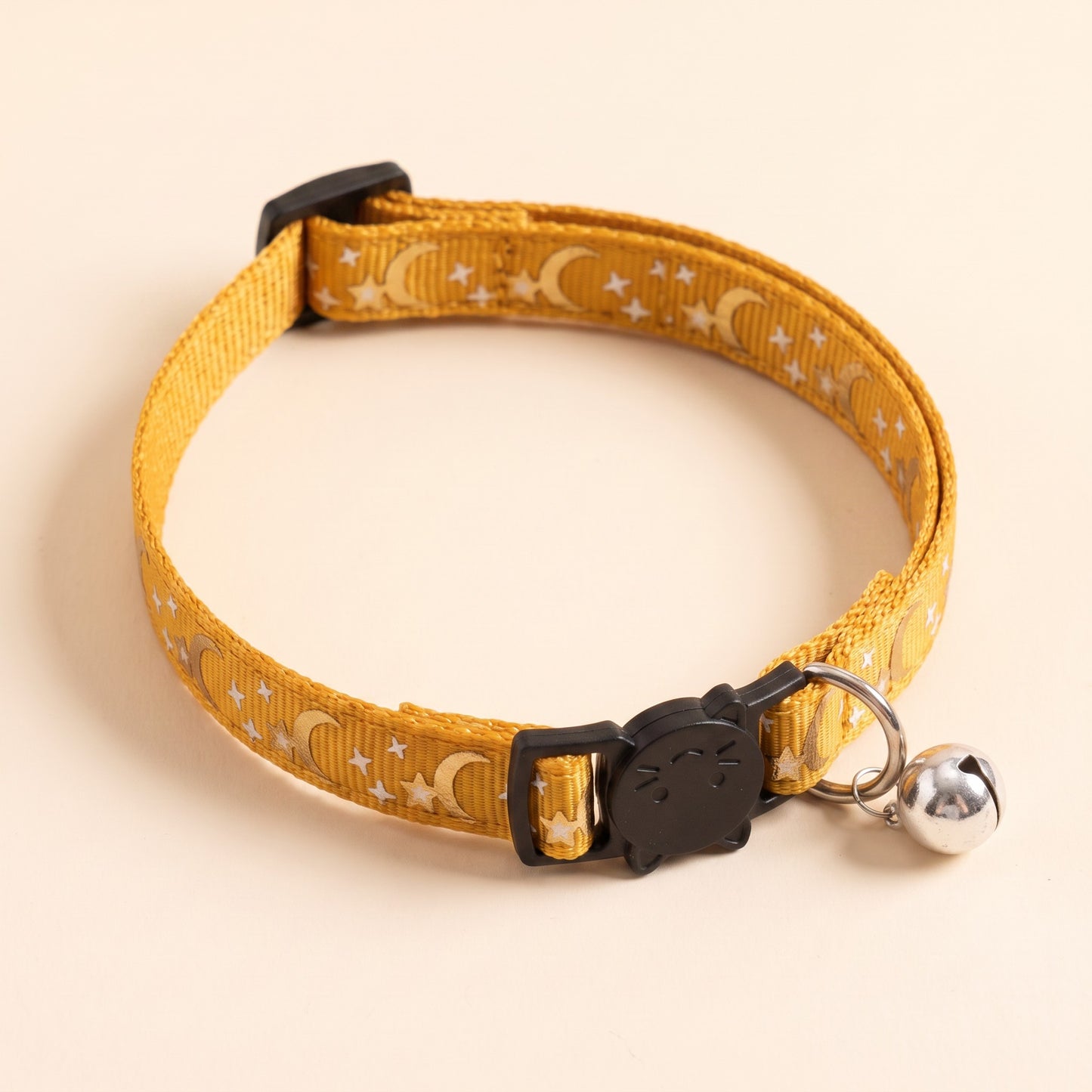 Star and Moon Cat Collar with Bell - yellow