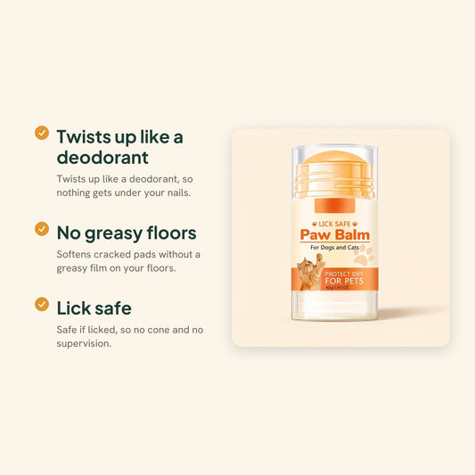 Lick-Safe Paw and Nose Balm Stick, 40g, key benefits