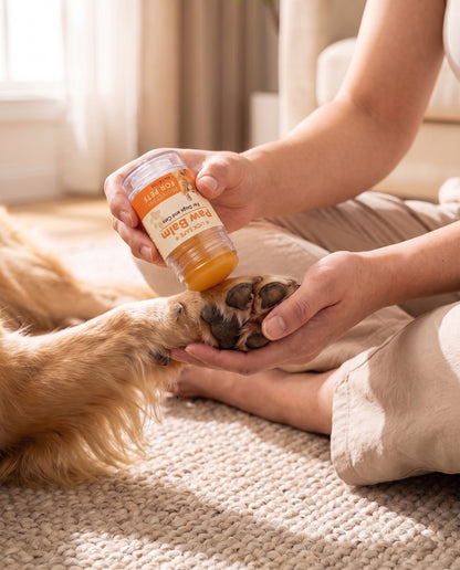 Lick-Safe Paw and Nose Balm Stick, 40g, in use at home