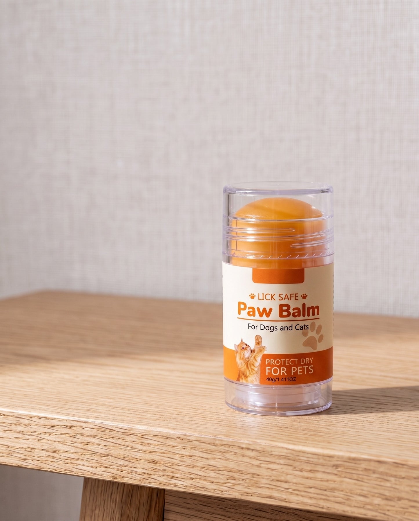 Lick-Safe Paw and Nose Balm Stick, 40g, styled in a home setting