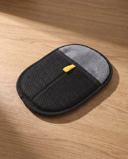 Double-Sided Grooming Mitt, styled in a home setting