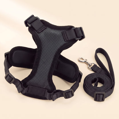 No-Choke Cat Harness and Leash Set - black