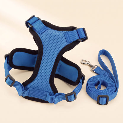 No-Choke Cat Harness and Leash Set - blue