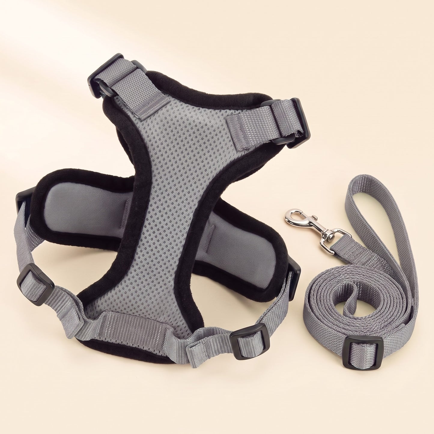 No-Choke Cat Harness and Leash Set - gray