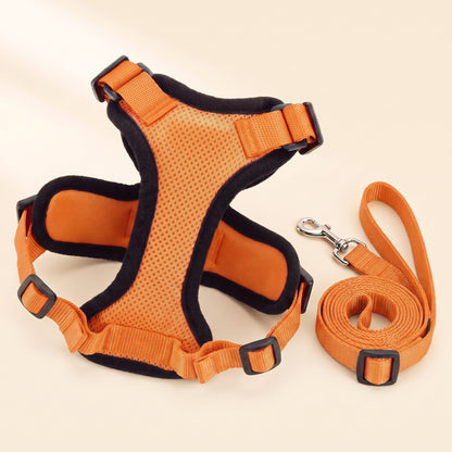 No-Choke Cat Harness and Leash Set - orange