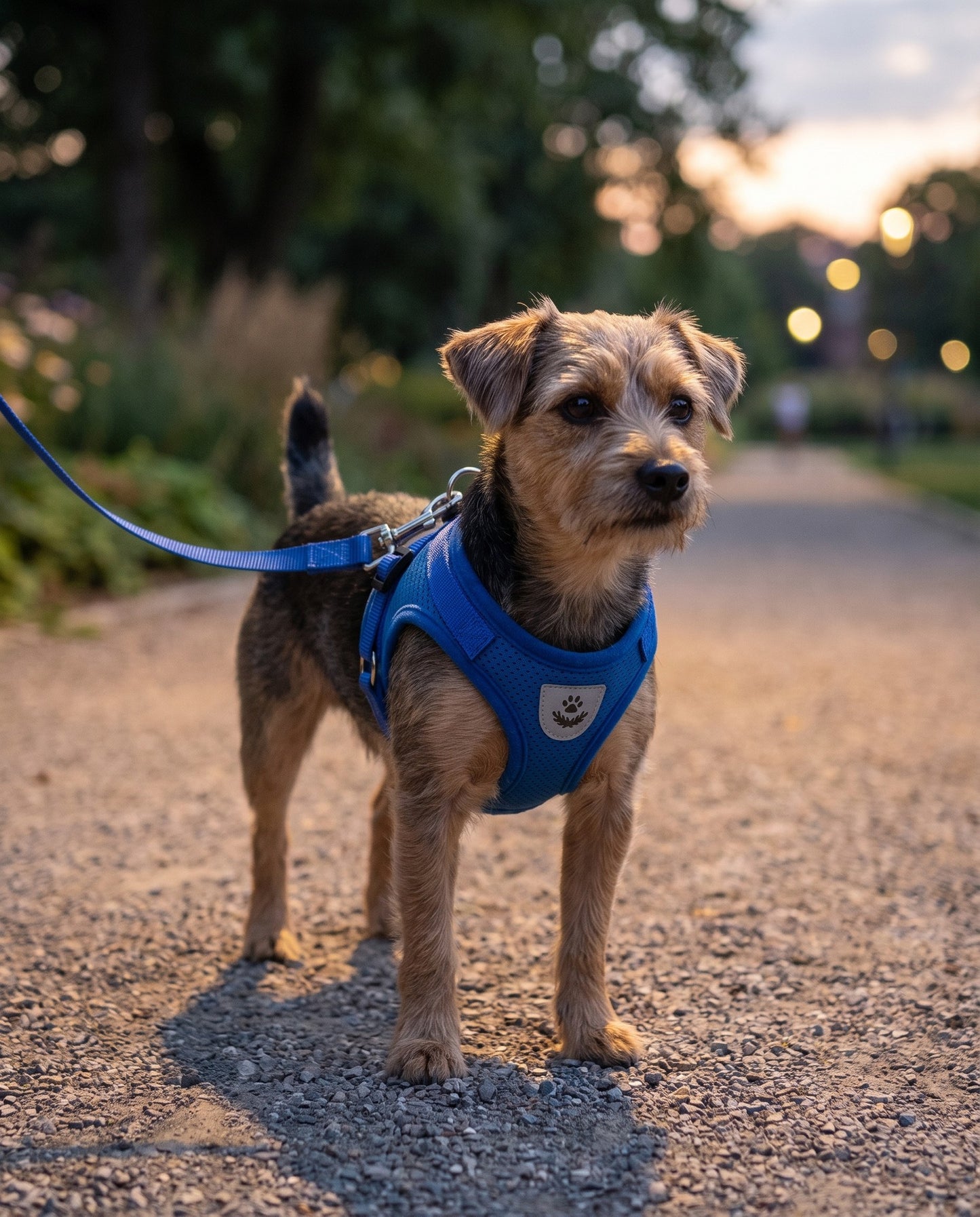 Reflective Mesh Harness and Leash Set, in use at home