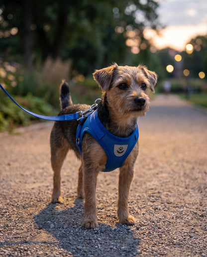 Reflective Mesh Harness and Leash Set, in use at home