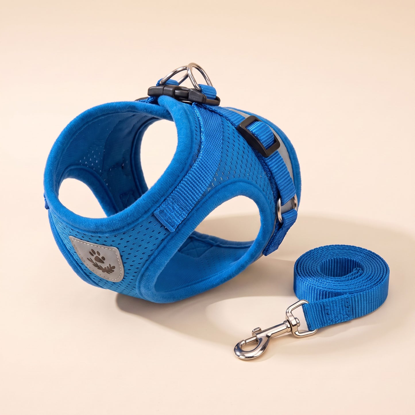 Reflective Mesh Harness and Leash Set in Blue