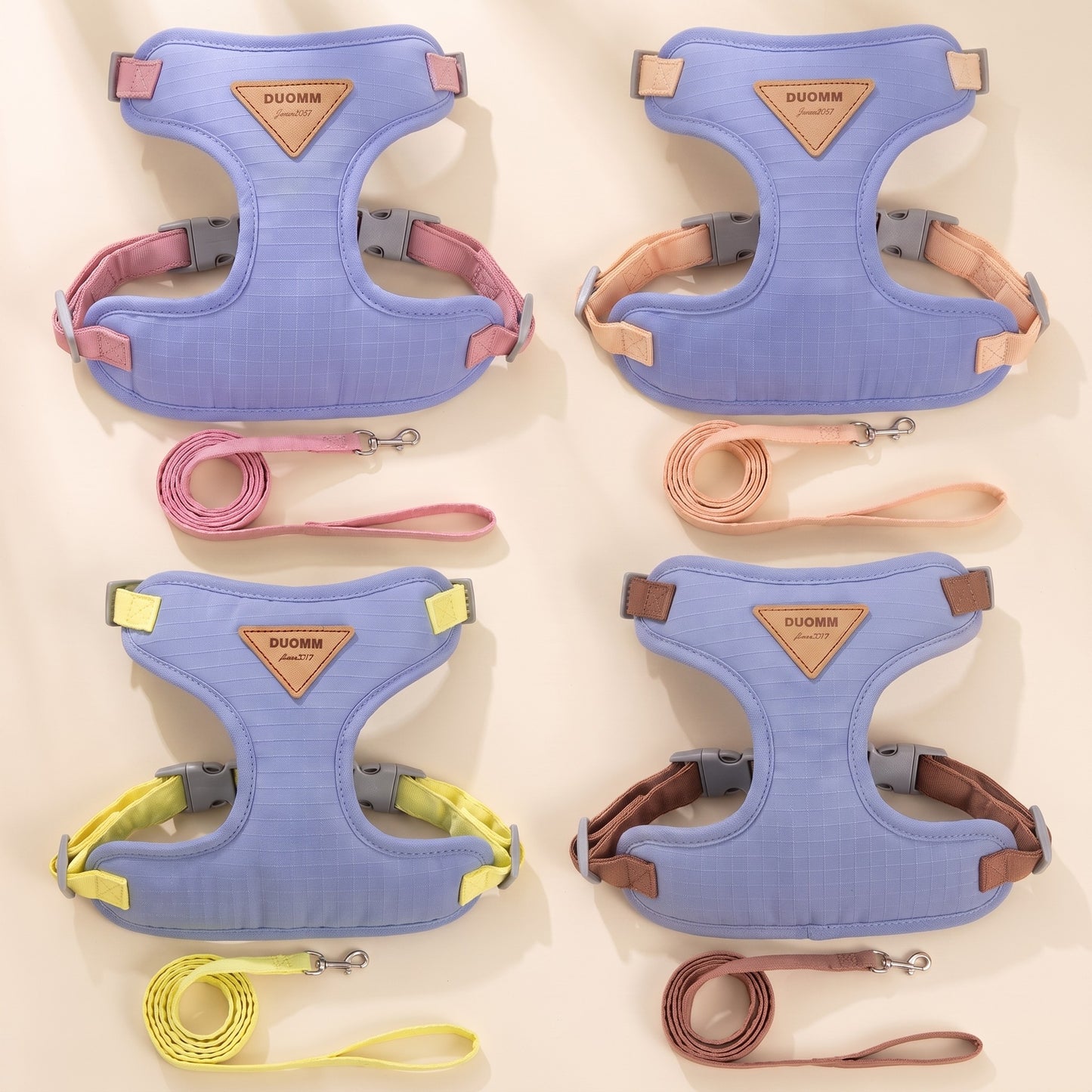 Adjustable Cat and Puppy Harness Set - periwinkle blue