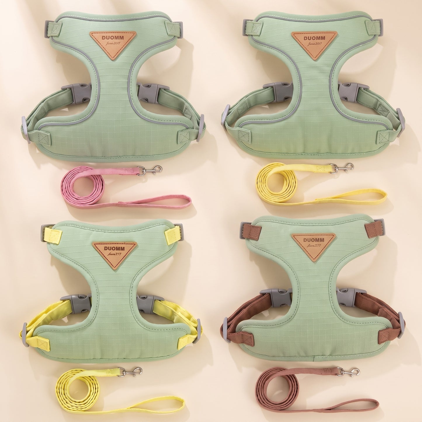 Adjustable Cat and Puppy Harness Set - sage green