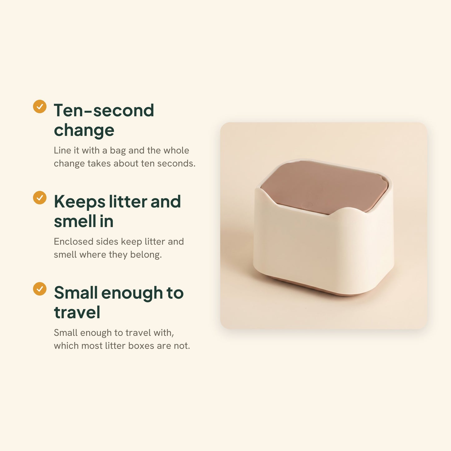 Enclosed Portable Litter Box with Lid, key benefits