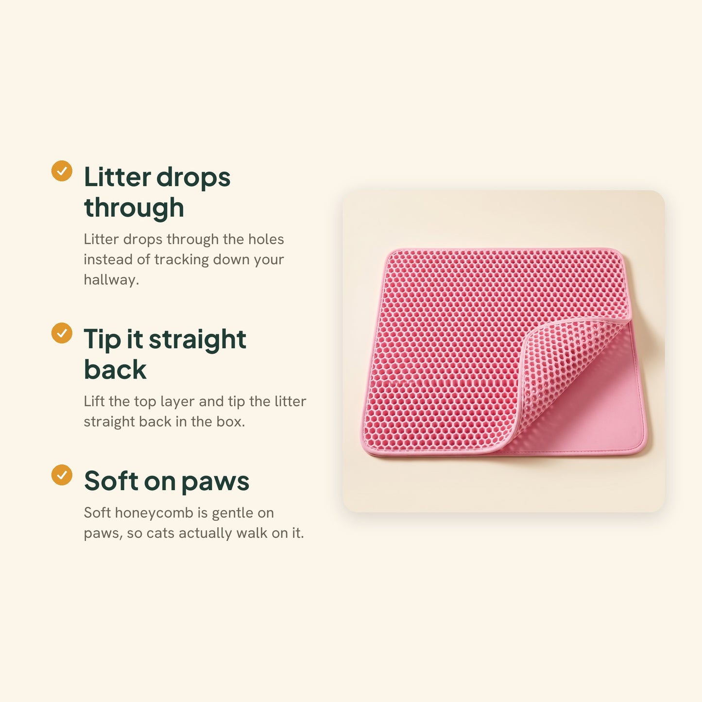 Double-Layer Honeycomb Litter Mat, key benefits