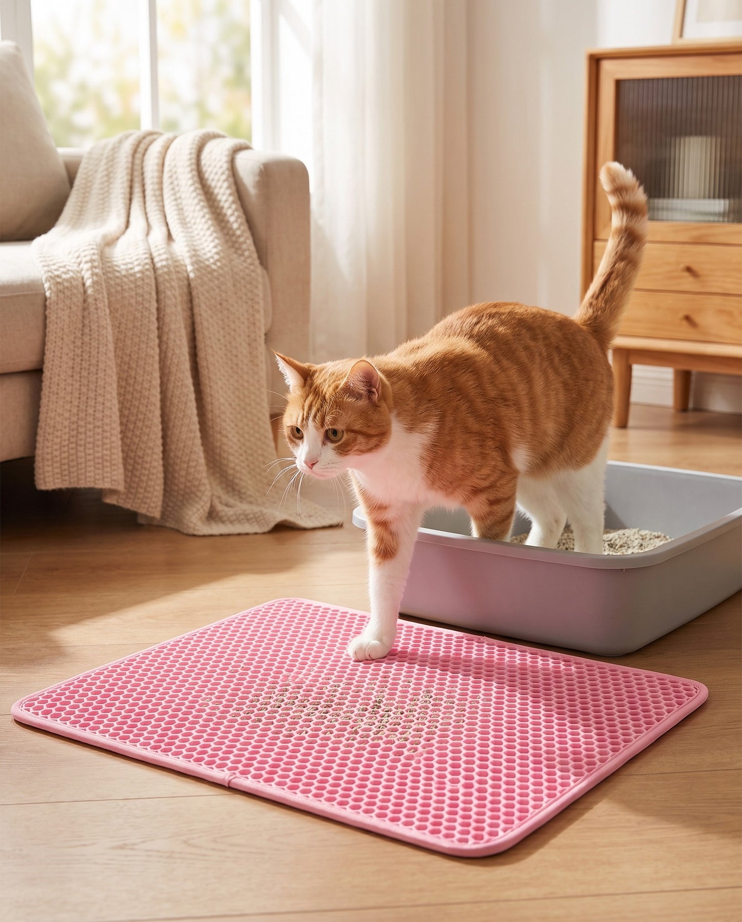 Double-Layer Honeycomb Litter Mat, in use at home