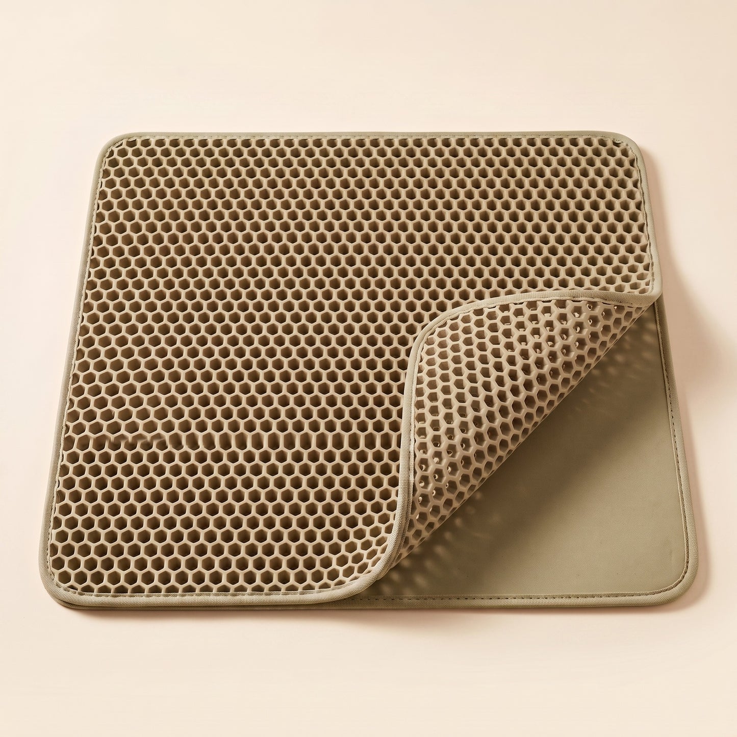 Double-Layer Honeycomb Litter Mat - khaki, a muted green-brown