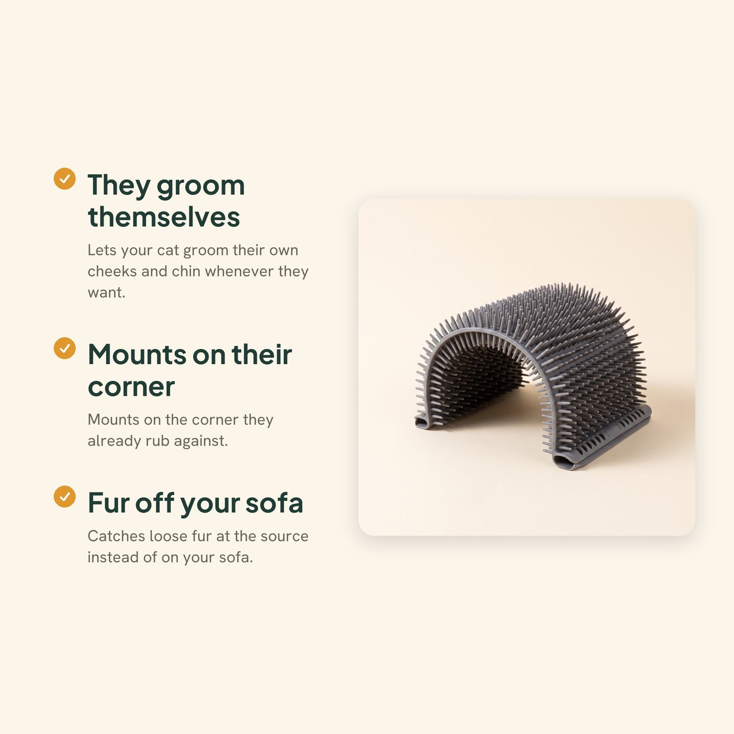 Corner Self-Groomer Brush for Cats, key benefits