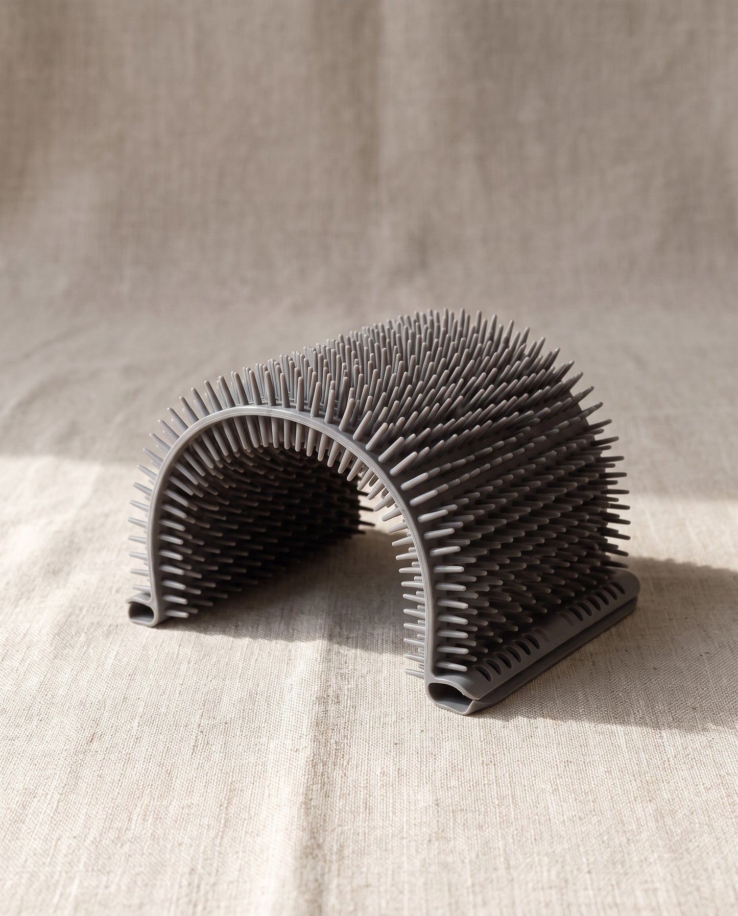 Corner Self-Groomer Brush for Cats, styled in a home setting