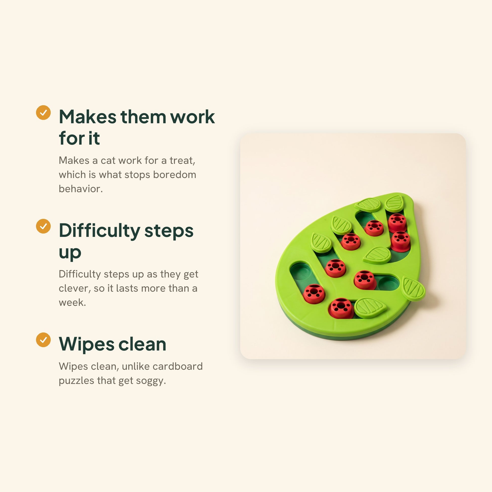 Cat Treat Puzzle Toy, Adjustable Difficulty, key benefits