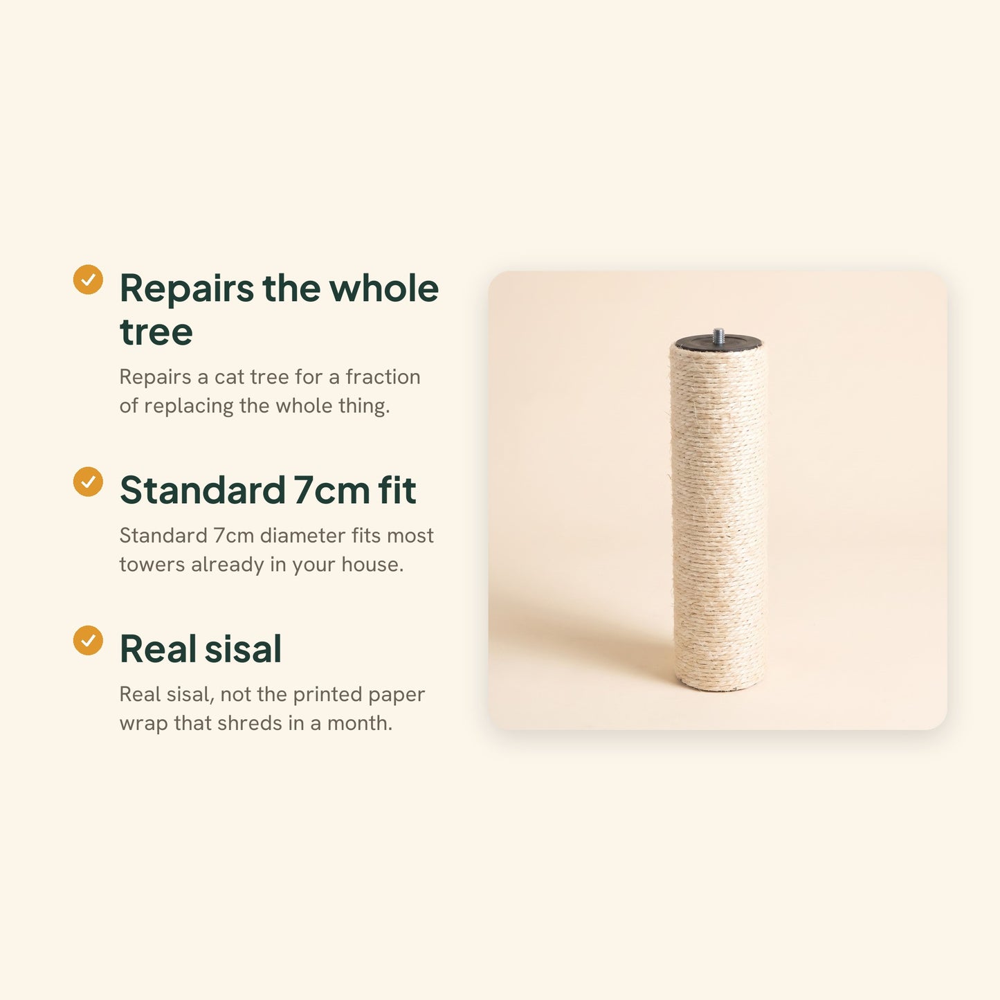 Sisal Replacement Scratching Post, key benefits