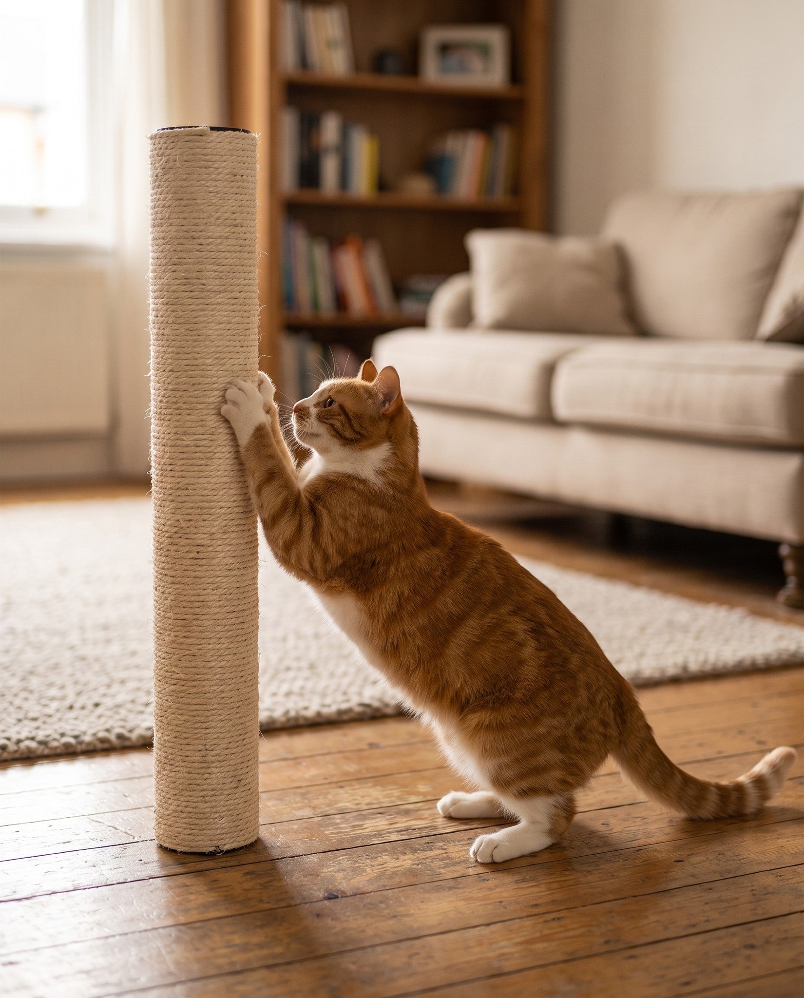 Sisal Replacement Scratching Post, in use at home