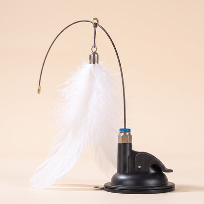 Suction Cup Feather Teaser Wand for Cats, close-up detail