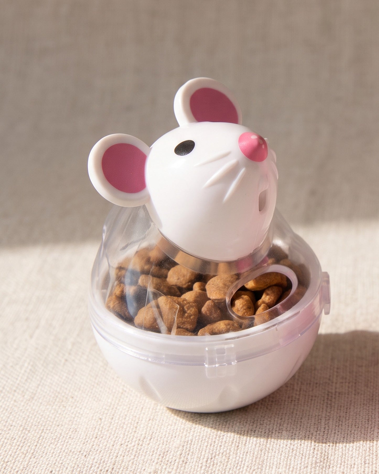 Mouse Treat Tumbler for Cats, styled in a home setting