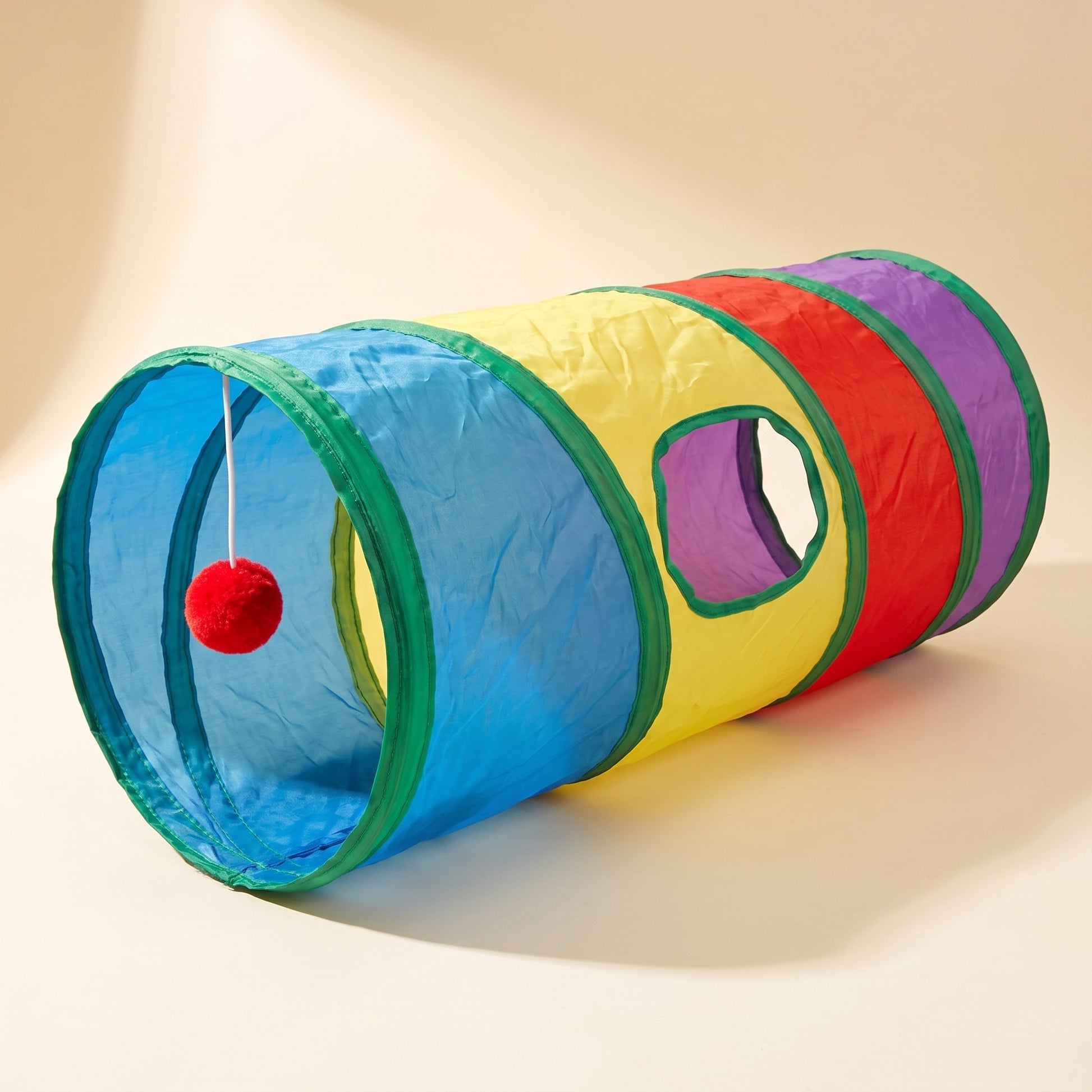 Collapsible Cat Play Tunnel, var tube rainbow panel