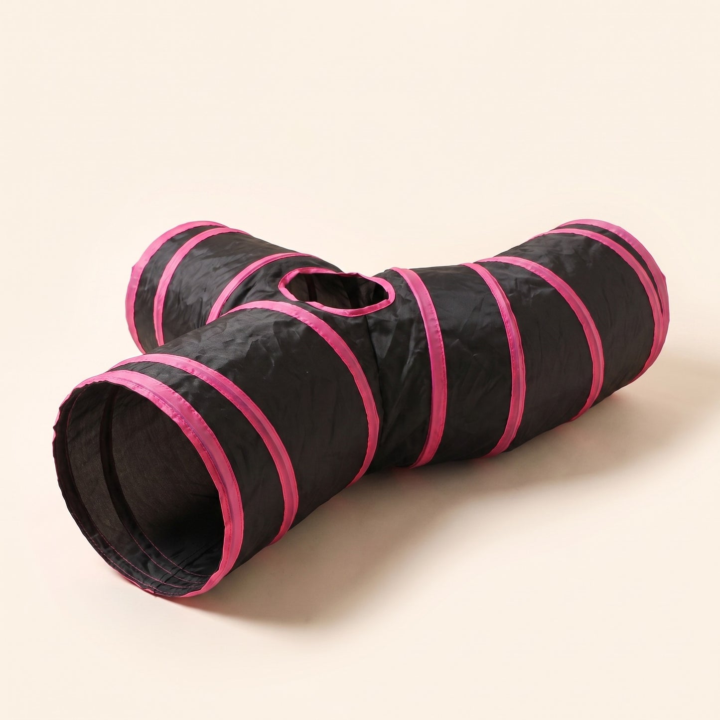 Collapsible Cat Play Tunnel - y-black-pink
