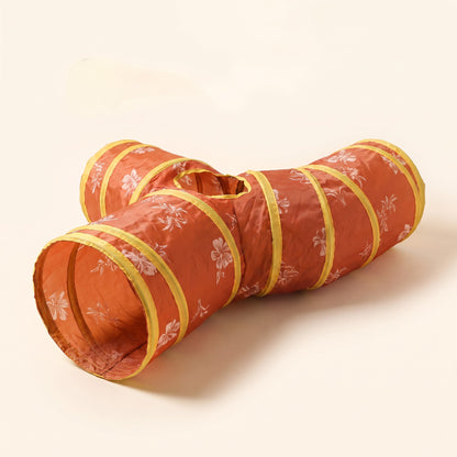 Collapsible Cat Play Tunnel - y-rust-floral