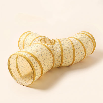 Collapsible Cat Play Tunnel - y-yellow-floral